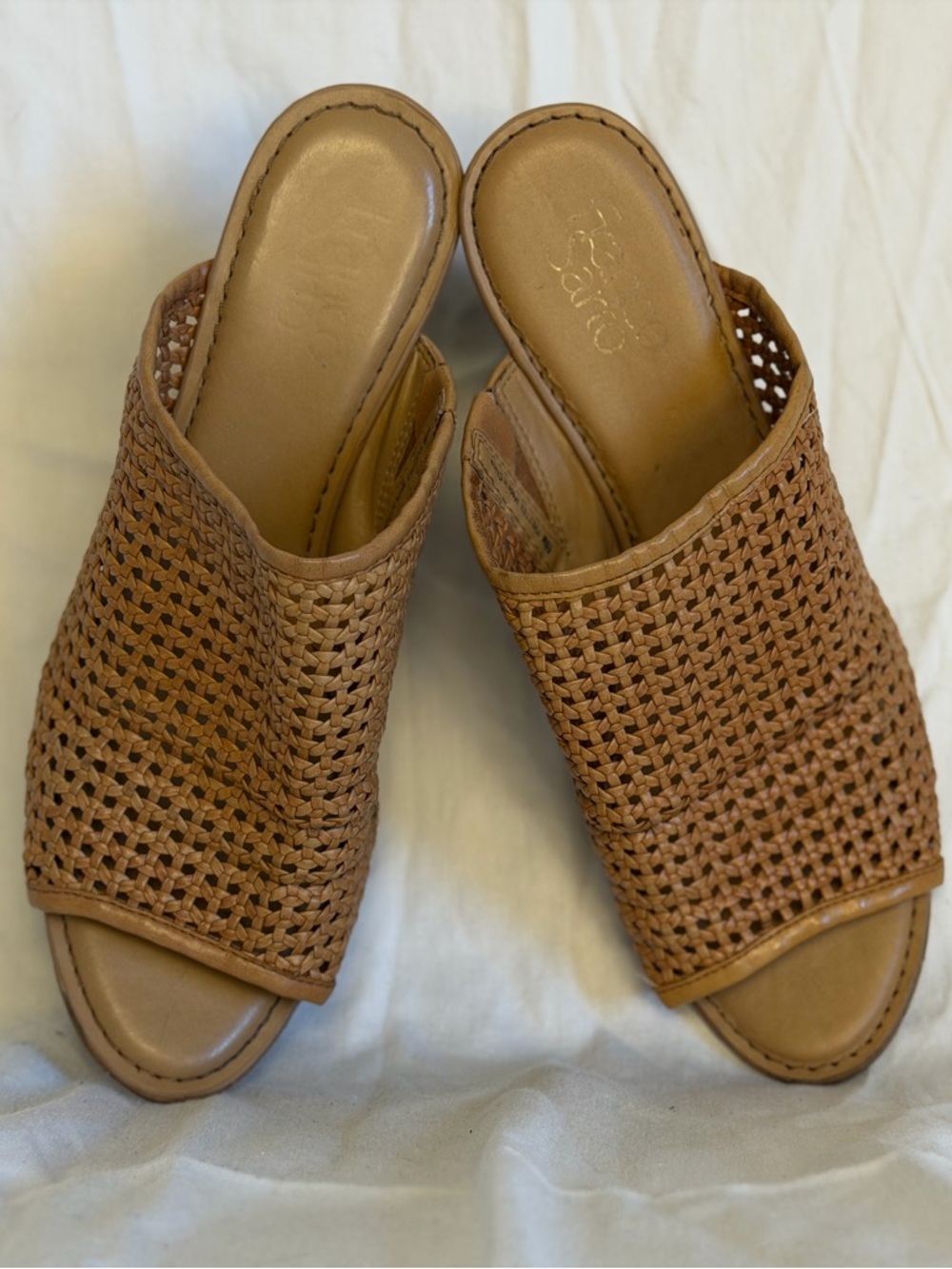 Franco Sarto Woven Slide Mules in Tan